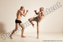 Underwear Martial art Man - Man White Moving poses Slim Short Blond Dynamic poses Academic